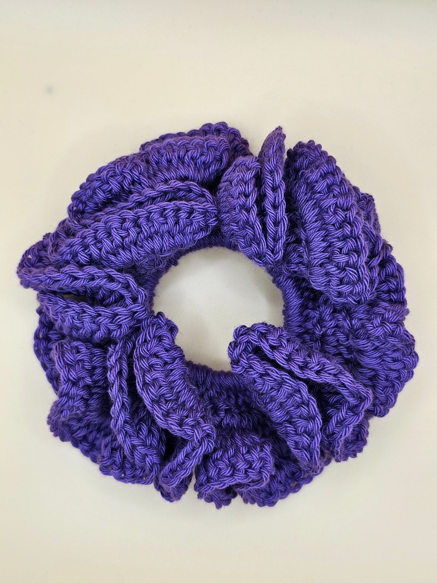 Large Dark Purple Crochet Scrunchie