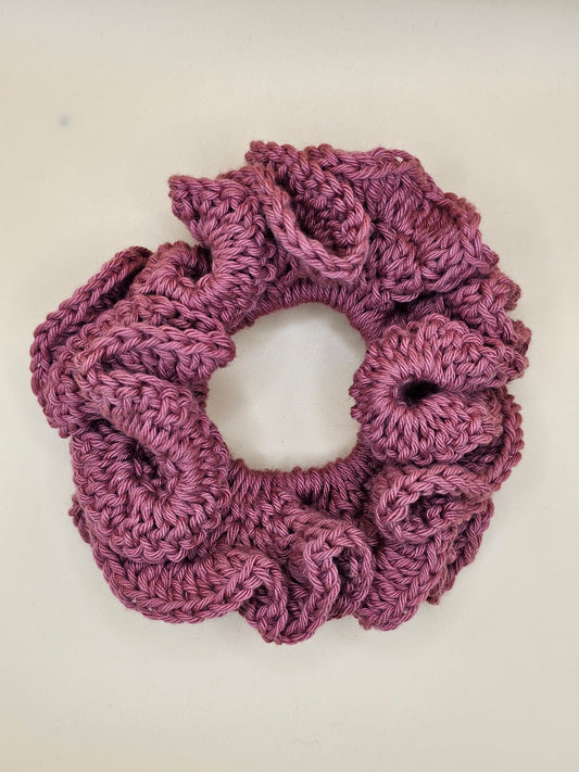 Large Dark Rose Crochet Scrunchie