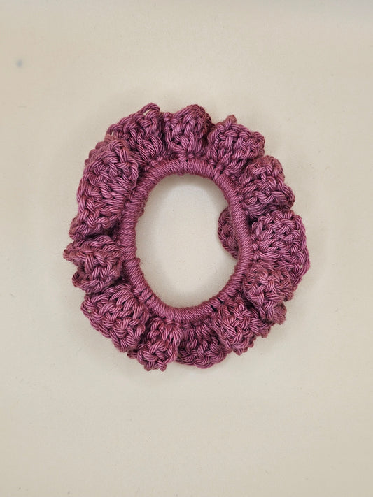 Small Dark Rose Crochet Scrunchie