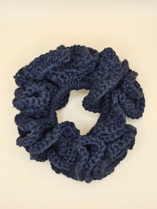 Large Black Crochet Scrunchie