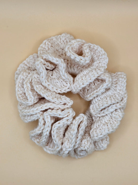 Large Cream Crochet Scrunchie