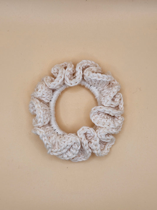 Small Cream Crochet Scrunchie